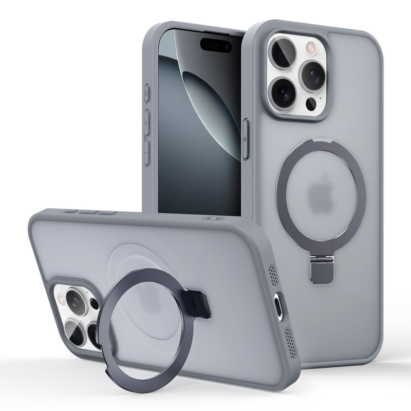 适用iPhone16promax手机壳磁吸支架肤感磨砂防摔苹果15保护套高级|undefined