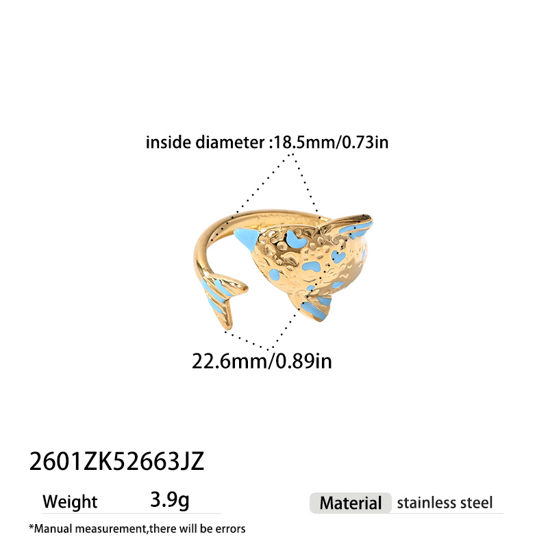 TENA Europa y América nicho de acero inoxidable transfronterizo diseño fresco azul goteo marino serie de anillo de joyería de mano de alta calidad