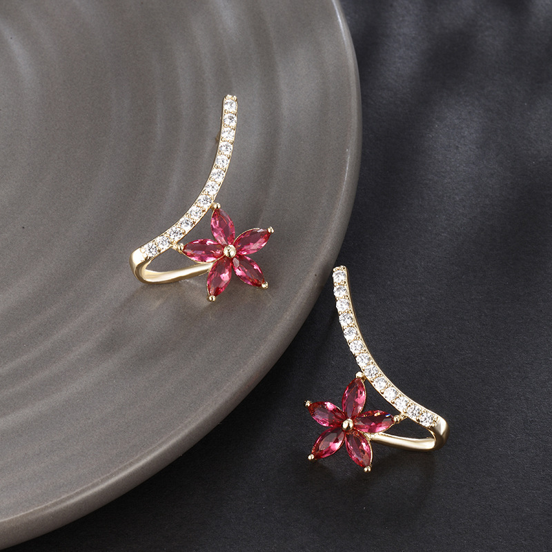 14K color Xuping joyería geometría estrella de amor auriculares de zircón ligero de lujo nicho sensación de mujer