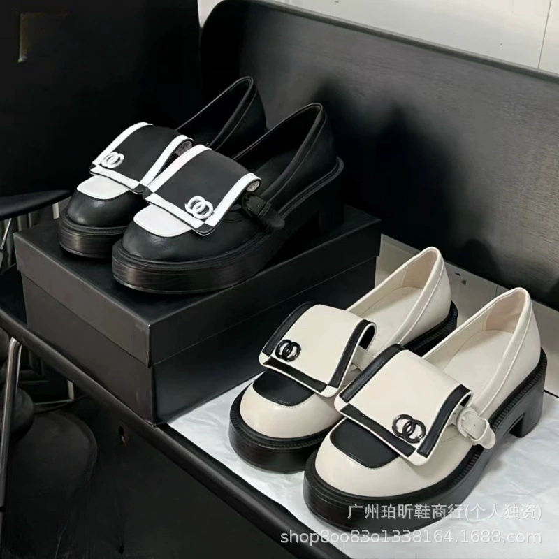 Лоферы платформа, модные туфли для кожаных обуви, Chanel стиль