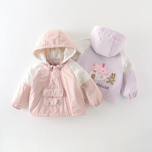 Children's Jacket 2025 New Spring Clothes Girls' Jackets Windproof and Rainproof Cartoon Children's Fashionable Outing Clothes Category a