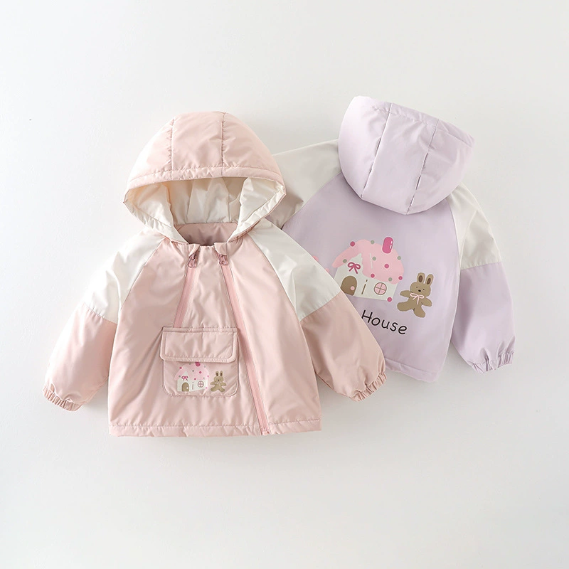 Детская куртка 2025 новая весенняя куртка для девочек ветрозащитная и дождливая мультфильм