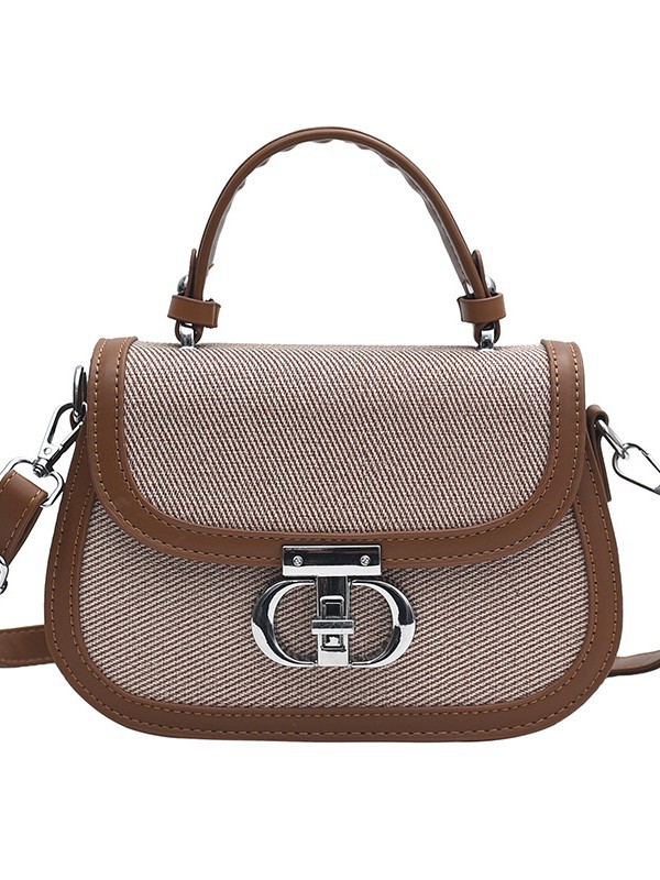 Transfronterizos coreanos bolsos de silla de mano bolsos de mujer 2025 nueva moda de color contrastante empalme de alta calidad bolsos de hombro