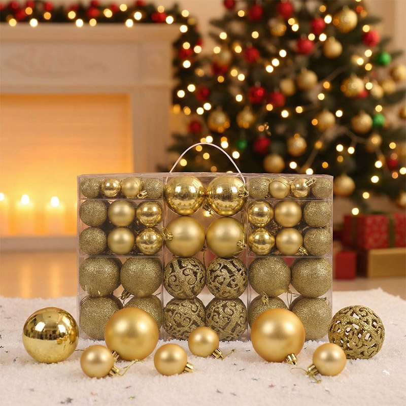 In-Stock Cross-Border Christmas Ball Set 100Pcs Christmas Tree Decoration Balls Party Holiday Atmosphere Electroplated Balls In-Stock Cross-Border Christmas Ball Set 100Pcs Christmas Tree Decoration Balls Party Holiday Atmosphere Electroplated Balls