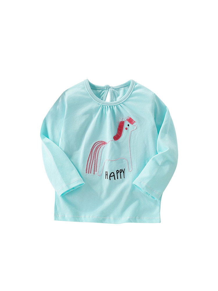 Malwee niña cuello redondo otoño e invierno nuevo estilo europeo y americano niño pequeño y mediano niña casual camiseta infantil de manga larga