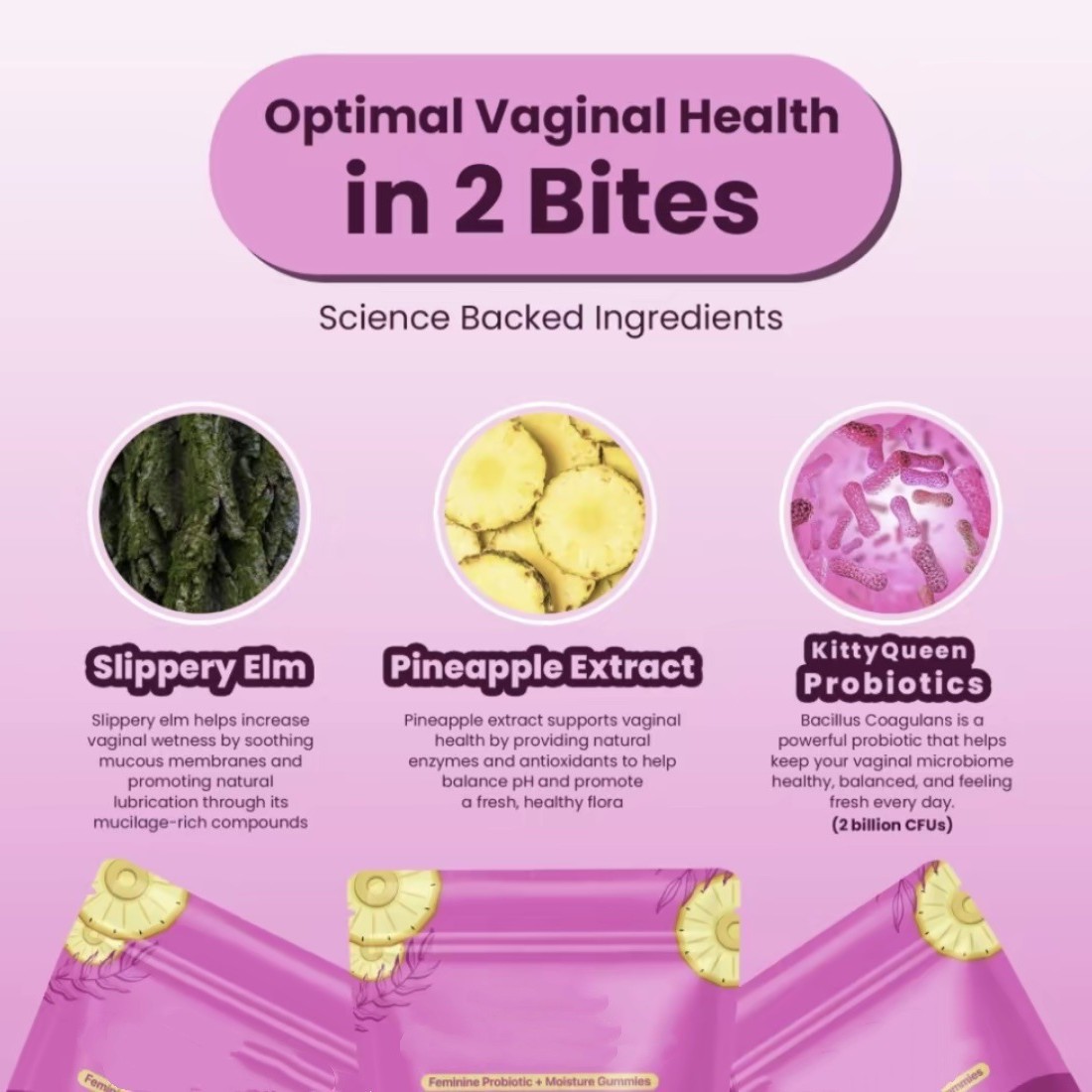 Women’s Pineapple Flavor Probiotic Gummie with Prebiotics for Keep PH Balance,Enhance Immunity,maintain Microbial Health 60pcs