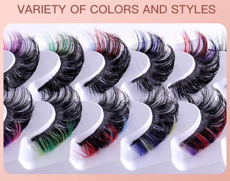 Popular High Imitation Mink Hair Color Thick Curl False Eyelashes display picture 6