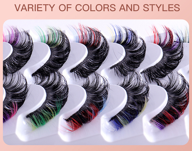 50g Weight False Eyelashes Makeup Tools Types 7 Pairs Quantity Imitation Mink Material Multicolor Pattern Fashion Style Popular High Imitation Mink Hair Color Thick Curl False Eyelashes 5