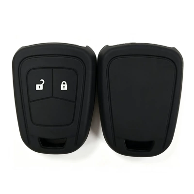Suitable for Opel Aveo and Chevrolet Cruze, silicone key case for flat-key car remote control, protective cover with buckle (Static Rod/Key Bag) - black