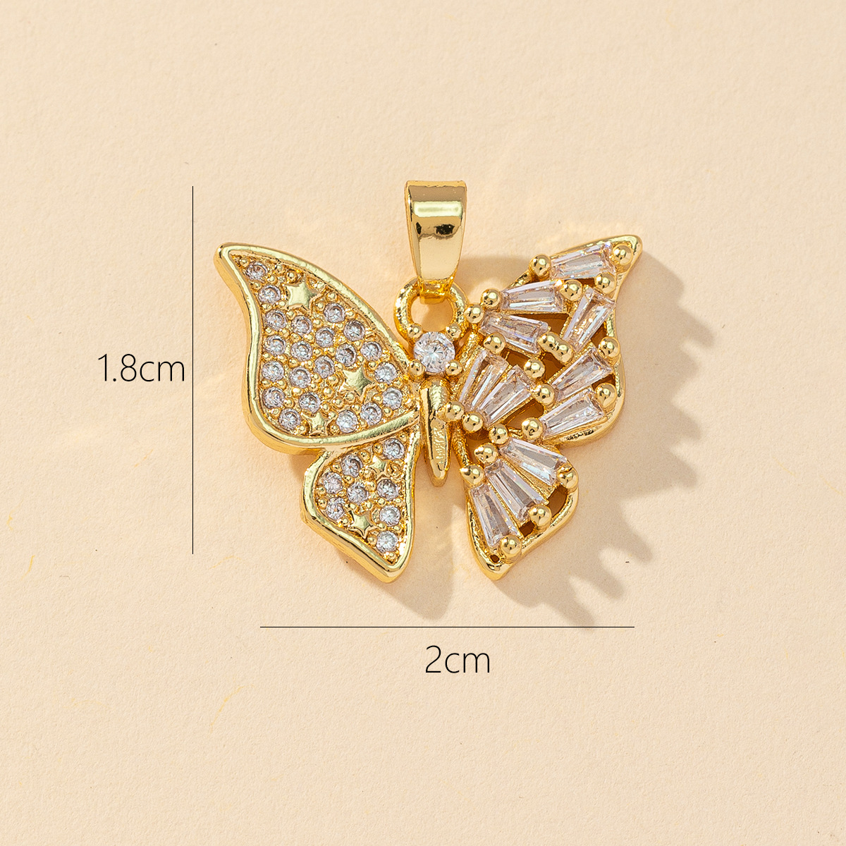 1 Piece Copper Rhinestones Butterfly Pendant display picture 4