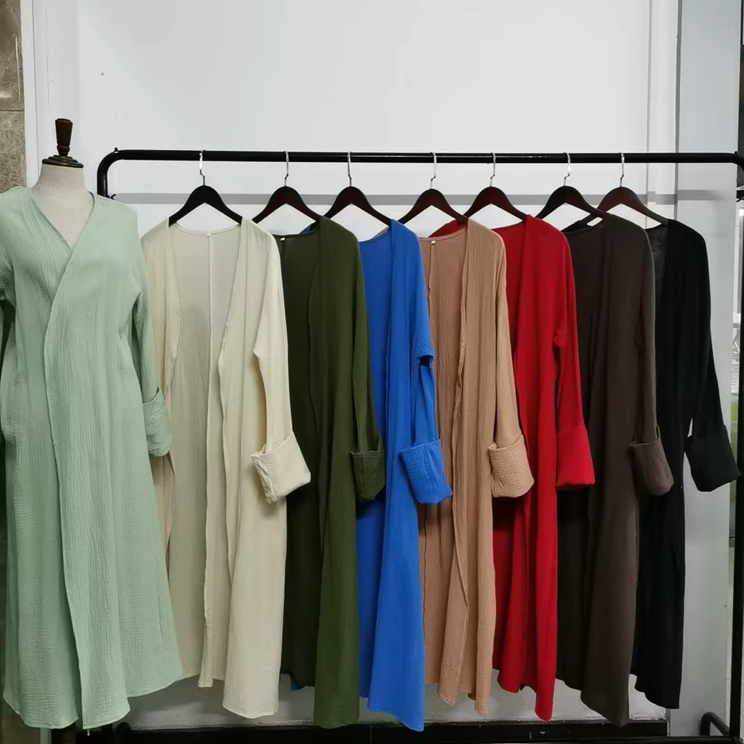 Производители напрямую поставляют Yiduo новый AliExpress Dubai Турция сплошной цвет хлопок повседневный кардиган большого размера 23600