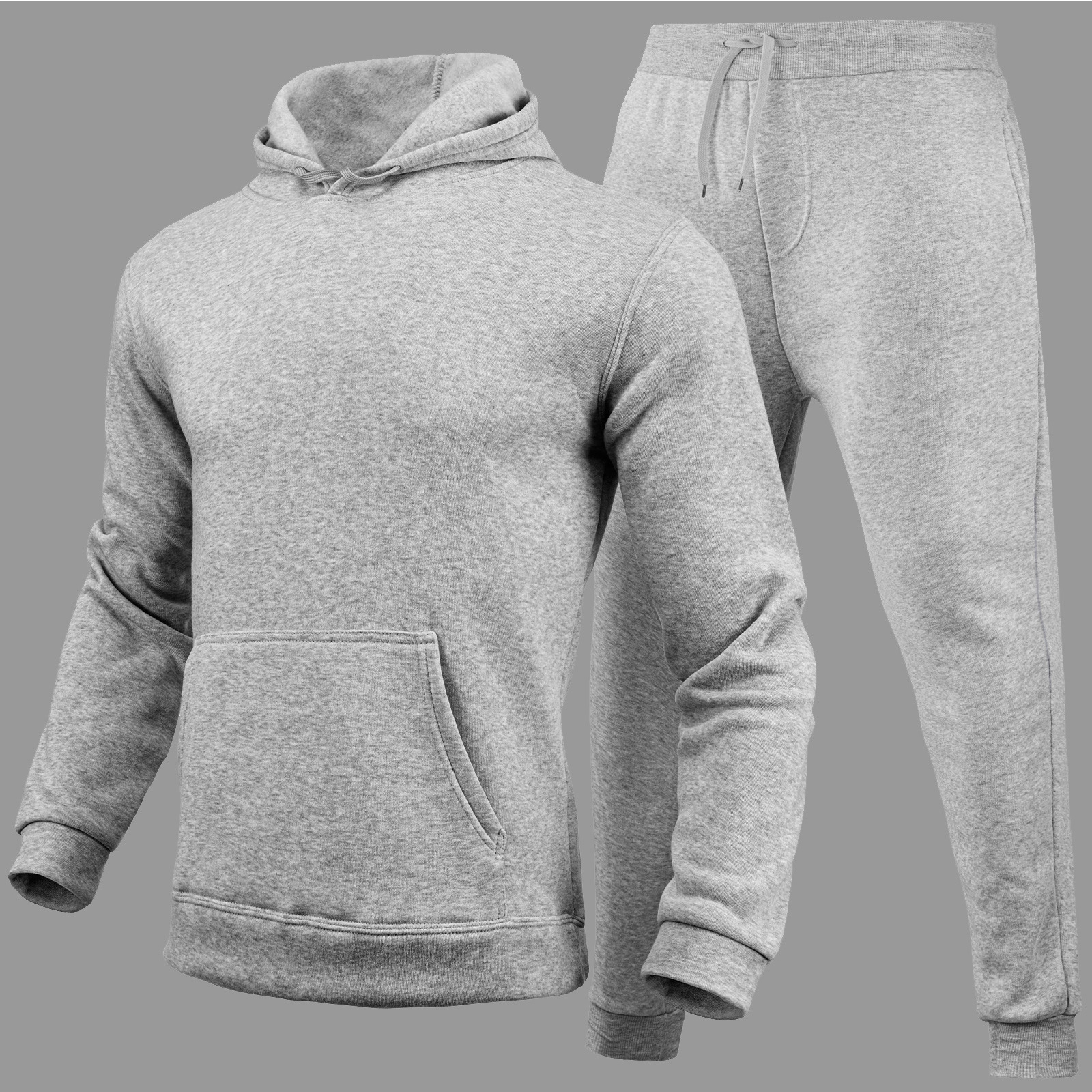 2024 Noul set de pulover sport cu pulover de culoare solidă Hanorac pentru bărbați din lână_voghion.com