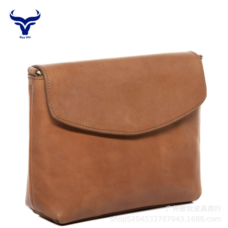 European and American Vegetable-Tanned Leather Women's Cowhide Vertical Square Women's Bag Cross-Border Retro Durable Eternal Cross-Body Shoulder Bag