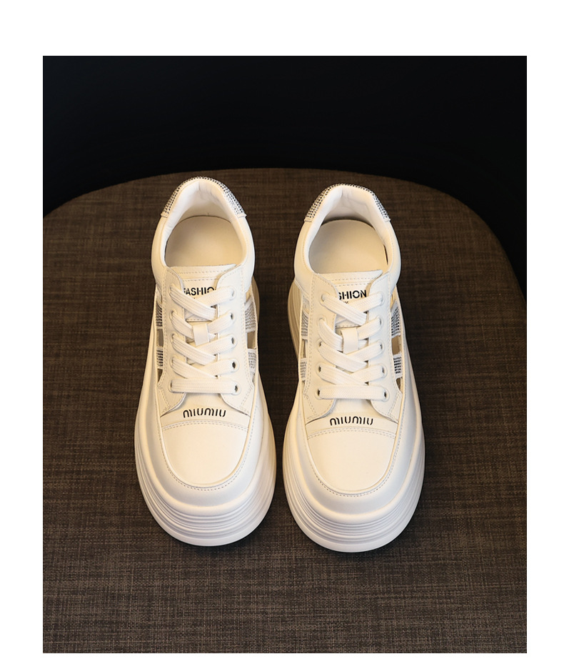 Giày sneaker nữ đế dày chunky khoét lỗ phối trắng dễ thương — Màu trắng chi tiết 19