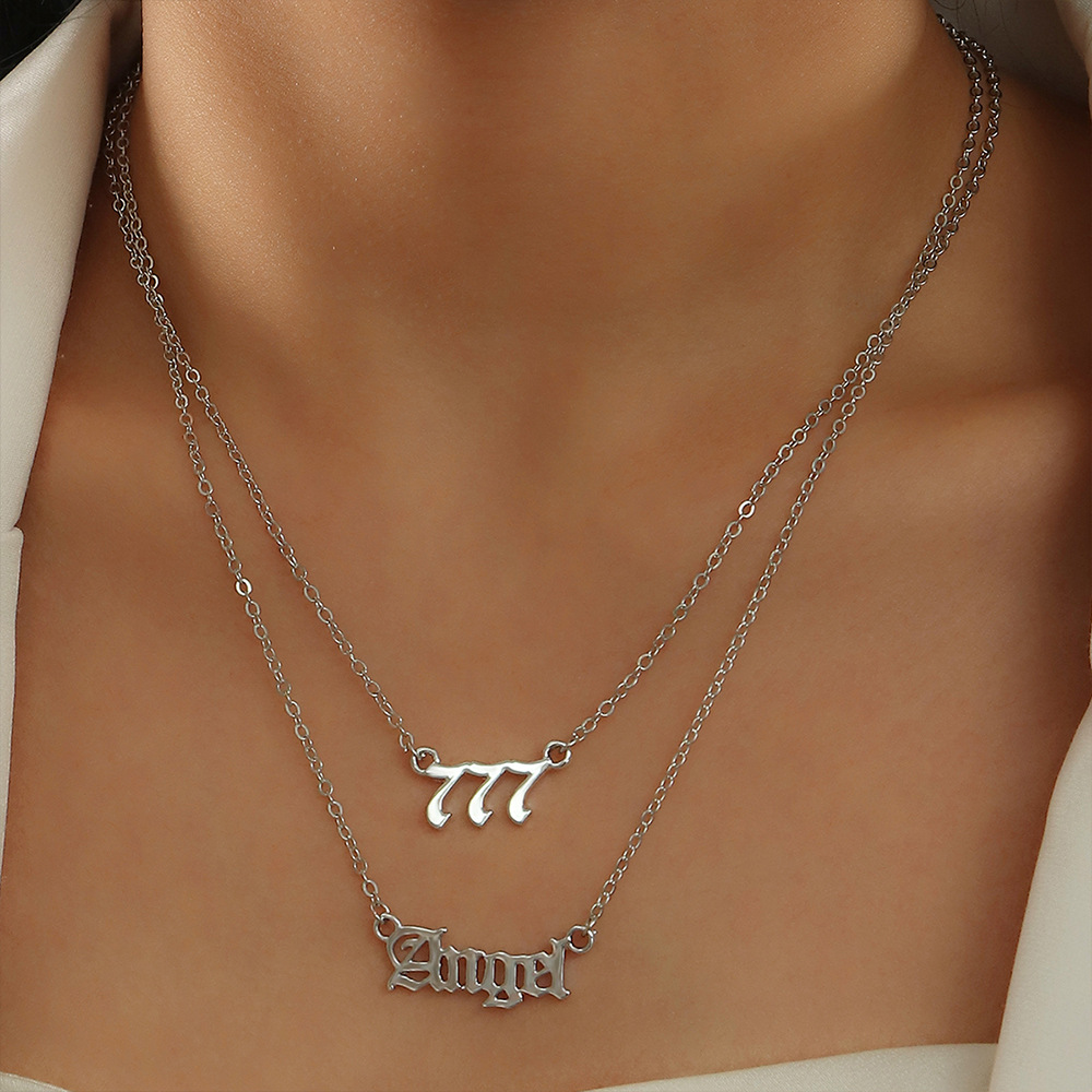 Fashion Necklace Lucky Numbers Simple Alloy Double-layer Necklace