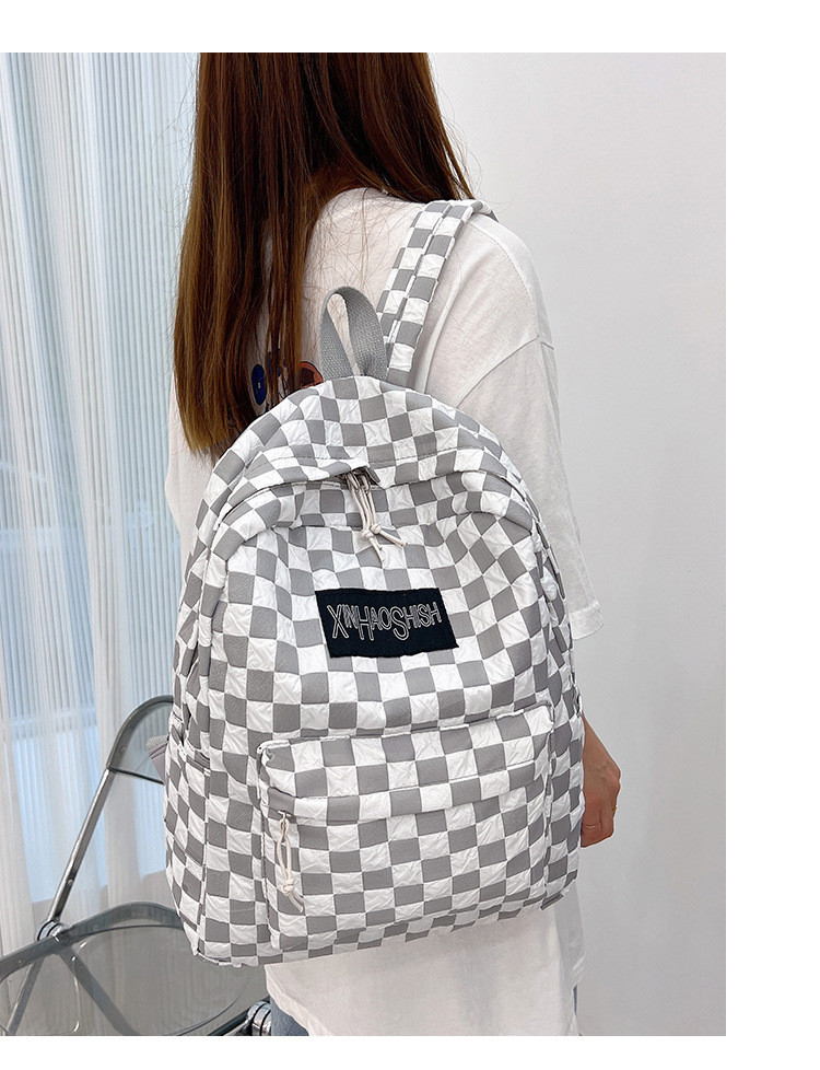 Korean ins artistic trend checkerboard checkered backpack, Japanese Harajuku style fresh and clean high school and junior high school student bag undefined