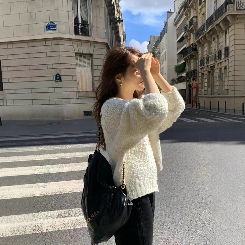 2024【New】Korean Dongdaemun Oun*E Autumn and Winter New Style Granular Texture Thick Yarn Handmade Wool Knit Sweater 2024【New】Korean Dongdaemun Oun*E Autumn and Winter New Style Granular Texture Thick Yarn Handmade Wool Knit Sweater