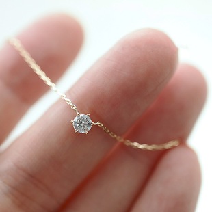 Light Luxury Six-Claw Design Inlaid with Single Diamond Clavicle Chain Six-Claw Round Zircon Fashion Personalized Necklace for Women Cross-Border Hot Sale