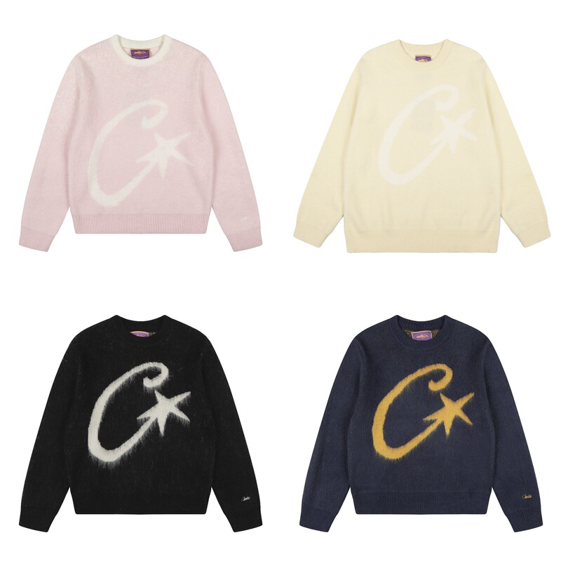 Niche Corteiz Vibe European and American Style Cross-Border Personality Y2K Loose Pullover Sweater Round Neck Knitwear Ins
