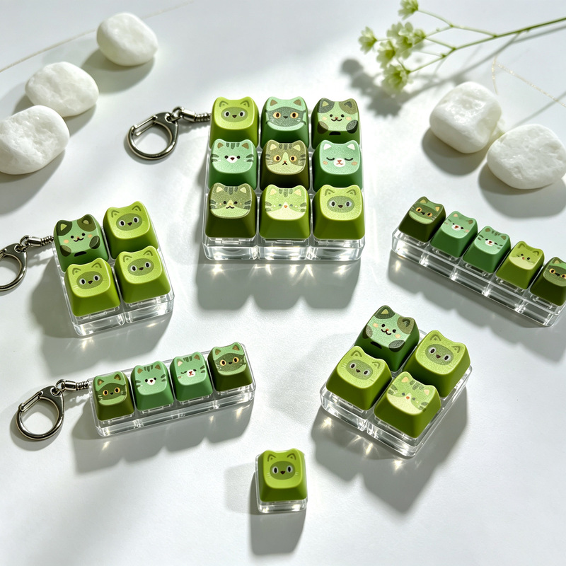 Cute cat keycap stress-relief toy keychain mechanical keyboard switch tester pressable pendant desktop ornament small gift Cute cat keycap stress-relief toy keychain mechanical keyboard switch tester pressable pendant desktop ornament small gift