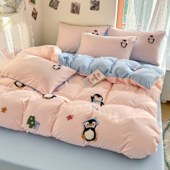新型A類アニメタオル刺繍水洗綿4点セットシーツセット寮3点セットベッド笠ベッド用品4