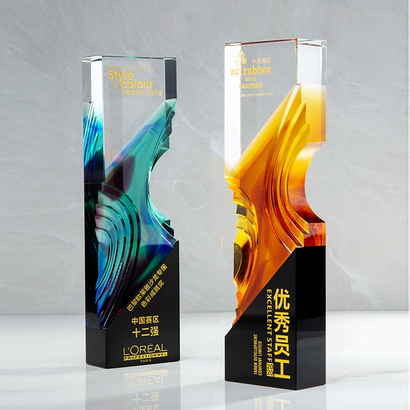 Подарок: Original Yaoguang Lightning Crystal Glass Trophy производство и гравировка Компания ежегодная встреча награда празднование выдающийся сотрудник медаль памятная