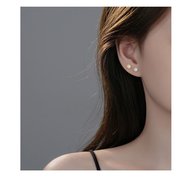 Holiday, Daily Occasion 1 Piece 925 Sterling Silver 925 Sterling Silver Earrings Sun Star Moon Small Stud Earrings