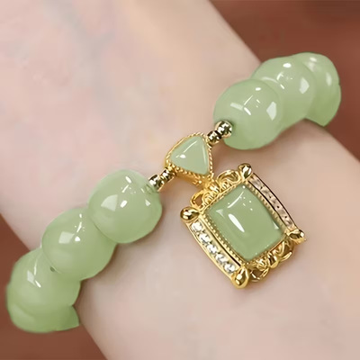 S136-8*6 light green barrel bead jade bracelet #sz1476