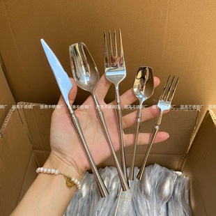 304 Stainless Steel Dessert Spoon French Small Waist Stainless Steel Tableware Knife, Fork and Spoon Steak Knife Coffee Spoon High Appearance