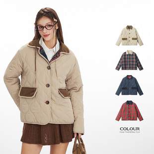 Heyhenry2025 American Retro Quilted Cotton Jacket Women's Trendyy Reversible Thickeneded Cotton Jacket Casual Cotton Jacket