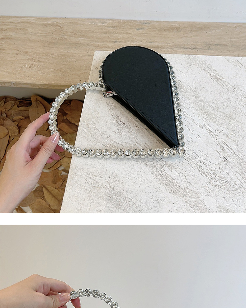 699g Weight Polyester Lining Material Zipper Closure Type Top Handle Strap Type Handbag, Evening Bag Bags Type Holiday, Party Occasion Pu Leather Material Color Block Pattern All Seasons Season Women's Gender Elegant Style Heart-shaped Shape Pu Leather Color Block Heart-shaped Evening Bags 9