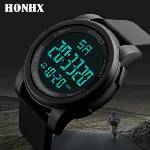 2024 Manufacturer Wholesale Men's Outdoor Mountaineering Fitness Electronic Watch Negative Display Black Face Black Screen Large Digital Sports Watch