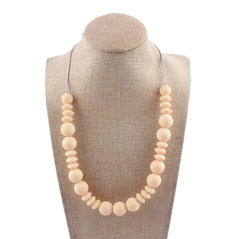 Nuevo bebé molar silicona mordedor collar masticable colgante creativo DIY cuentas redondas espaciador cuentas collar de cuentas