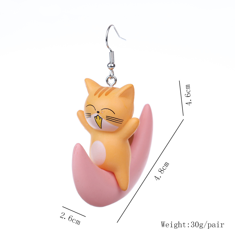 Cartoon Style Cute Moon Cat Pvc Drop Earrings display picture 2