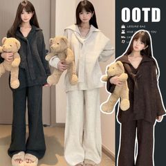 慵懒风毛衣套装女秋冬新款韩系宽松高级感针织阔腿裤子穿搭一整套