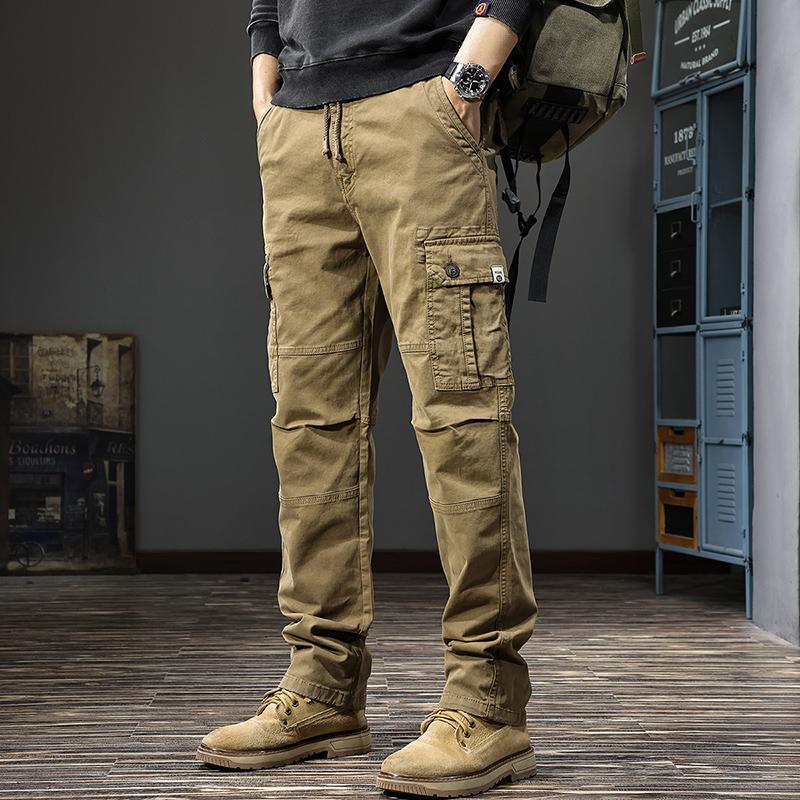 American High Street Casual Pants Loose Straight Pants Men's 2025 Spring & Fall New Fashion Brand Multi-Flap Pocket Pants Outdoor Work Pants