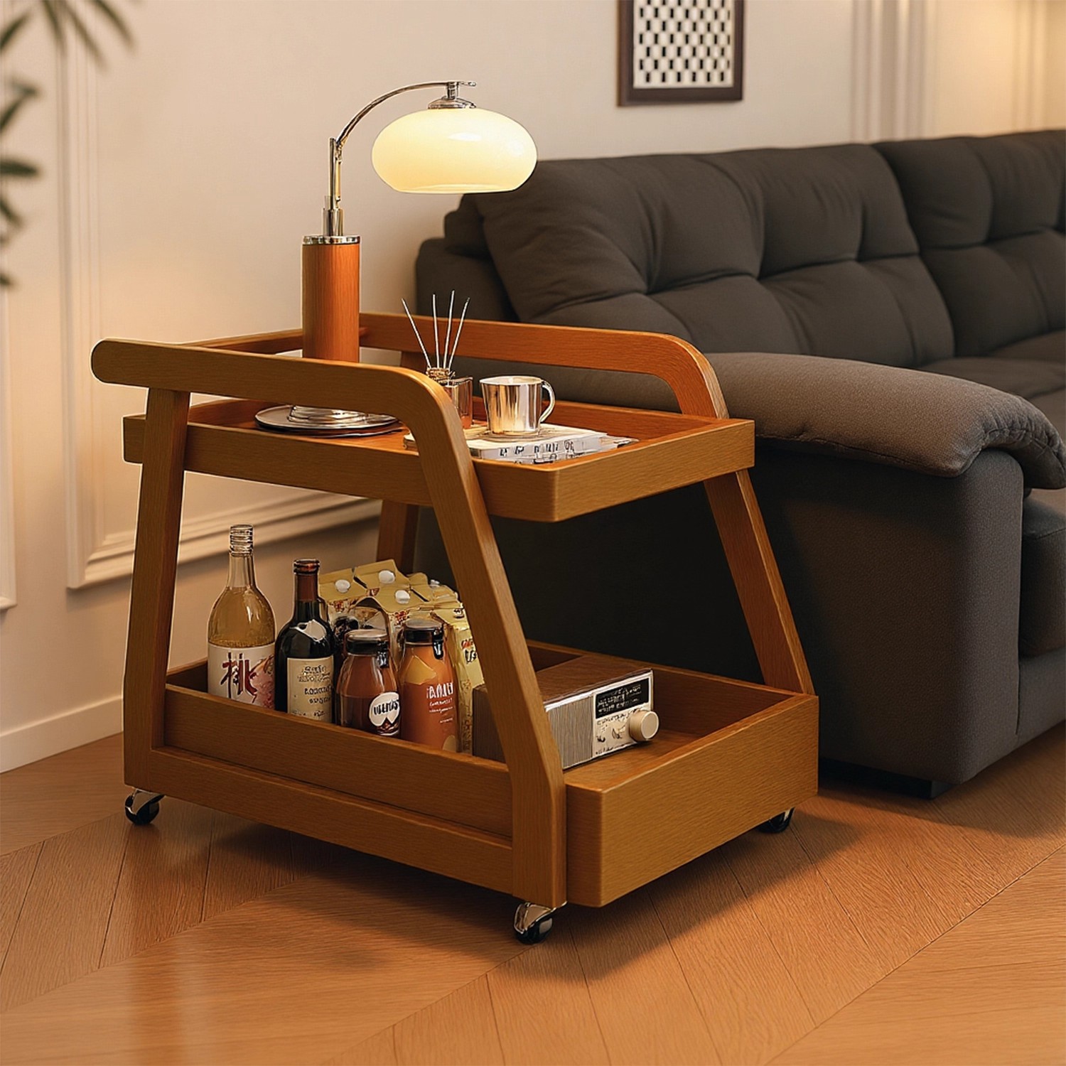 Gabinete lateral de sofá de madera sólida puede mover el lado del gabinete lateral de estilo antiguo autobús carro pequeño dormitorio mesilla de cabecera doméstica