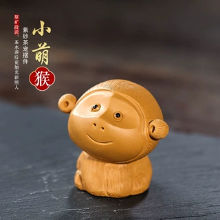 批发宜兴手工原矿紫砂茶宠可养 小萌猴茶玩手把件功夫茶具配件
