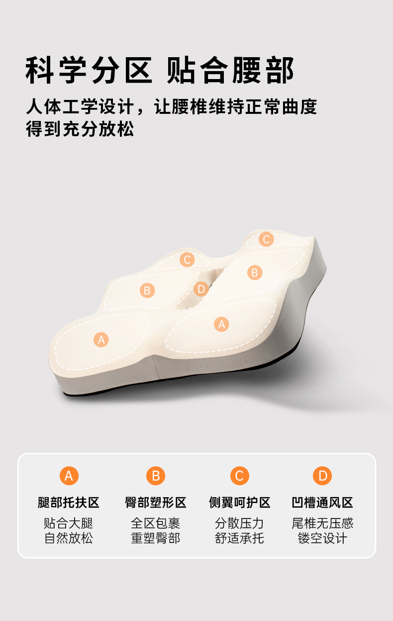 Seat Cushion Office Hip Support Memory Foam Breathable Car Seat
