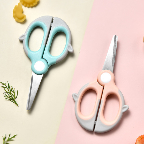 New stainless steel baby food scissors, portable children's food scissors, vegetable scissors, fruit scissors, complementary food scissors