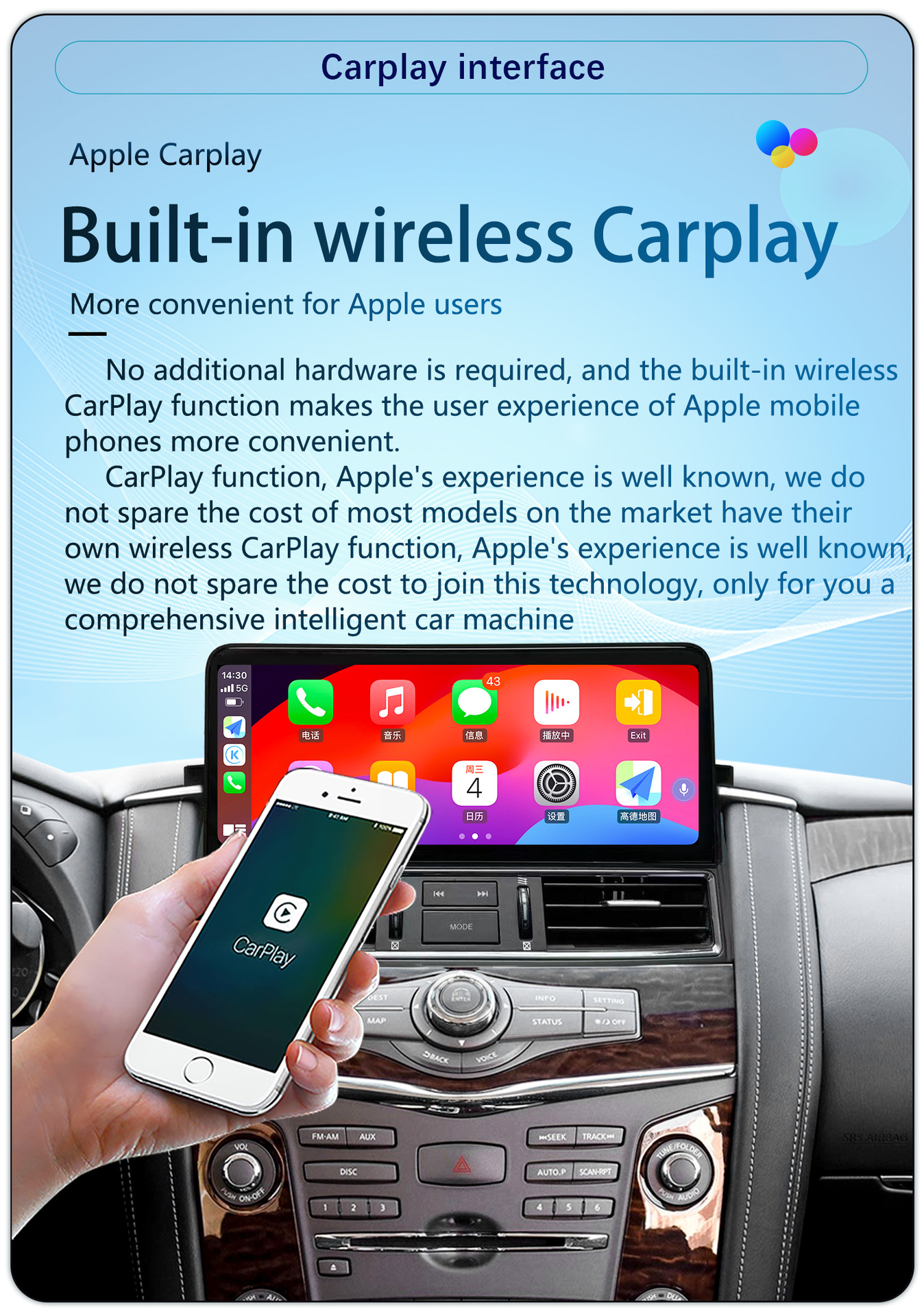 Suitable for Nissan Patrol Amanda Se/Y62 Infiniti Qx80/Qx56 Modified 12.3-Inch 4g Navigation System