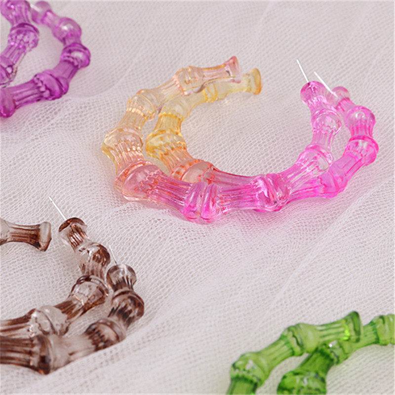 1 Pair Fashion Colorful Transparent Arylic Women's Hoop Earrings display picture 2