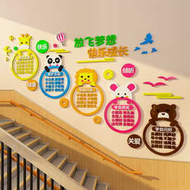 幼儿园环创主题墙面装饰成品楼梯布置材料托管班文化卡通动物墙贴