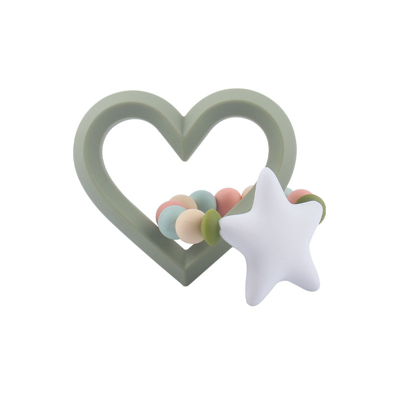Nuevos productos para bebés de silicona gran amor teether calmante bebé cuentas de silicona pezón pulsera juguete teether