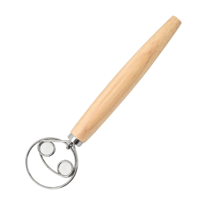 Batidora doméstica de madera maciza y acero inoxidable con mango de madera, varilla para batir huevos antideslizante, batidor manual de huevos, utensilio de cocina. image 8