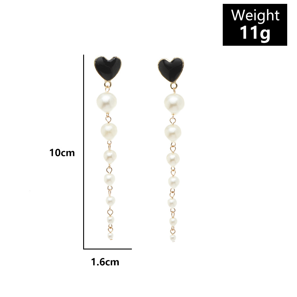 European And American New Fashion Earrings Women's Long Tassel Pearl Earrings display picture 1