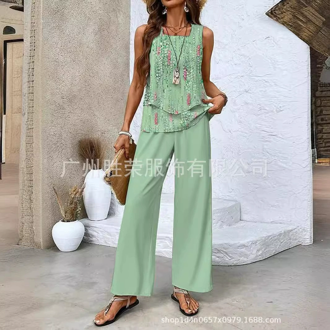 2025 новый спот трансграничной внешней торговли Европейская и американская женская независимая станция горячая продажа двойной жилет брюки без рукавов