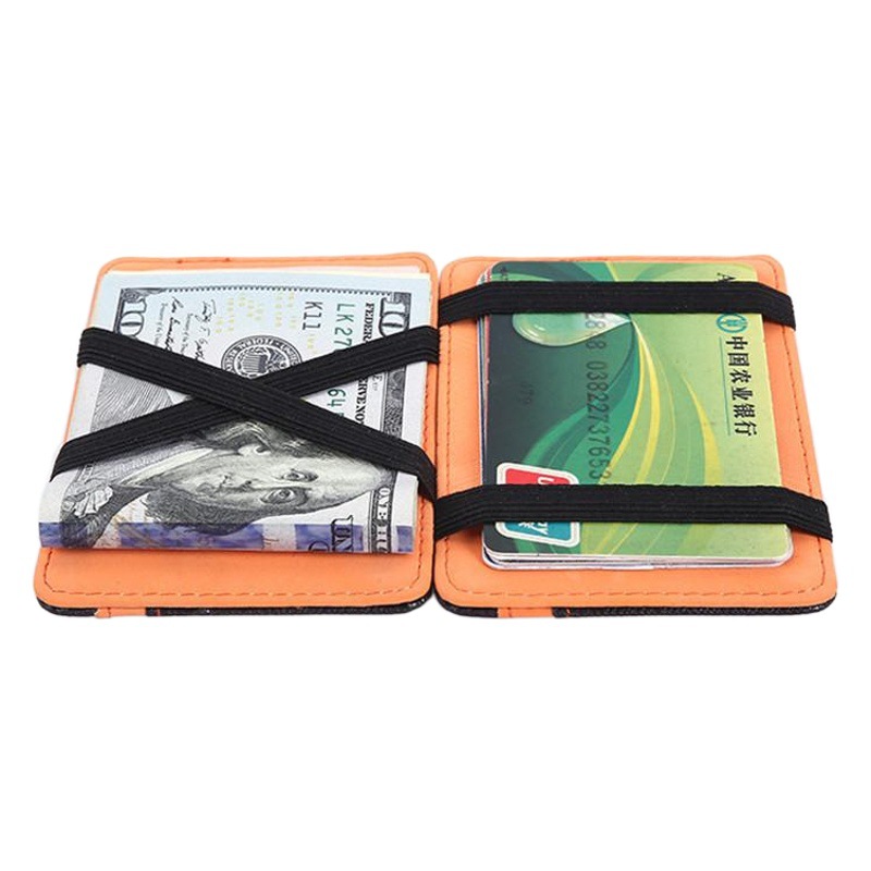 Cross-Border Men's magic wallet PU creative card bag fashion ID card wallet cross pattern card set foreign trade Wholesale