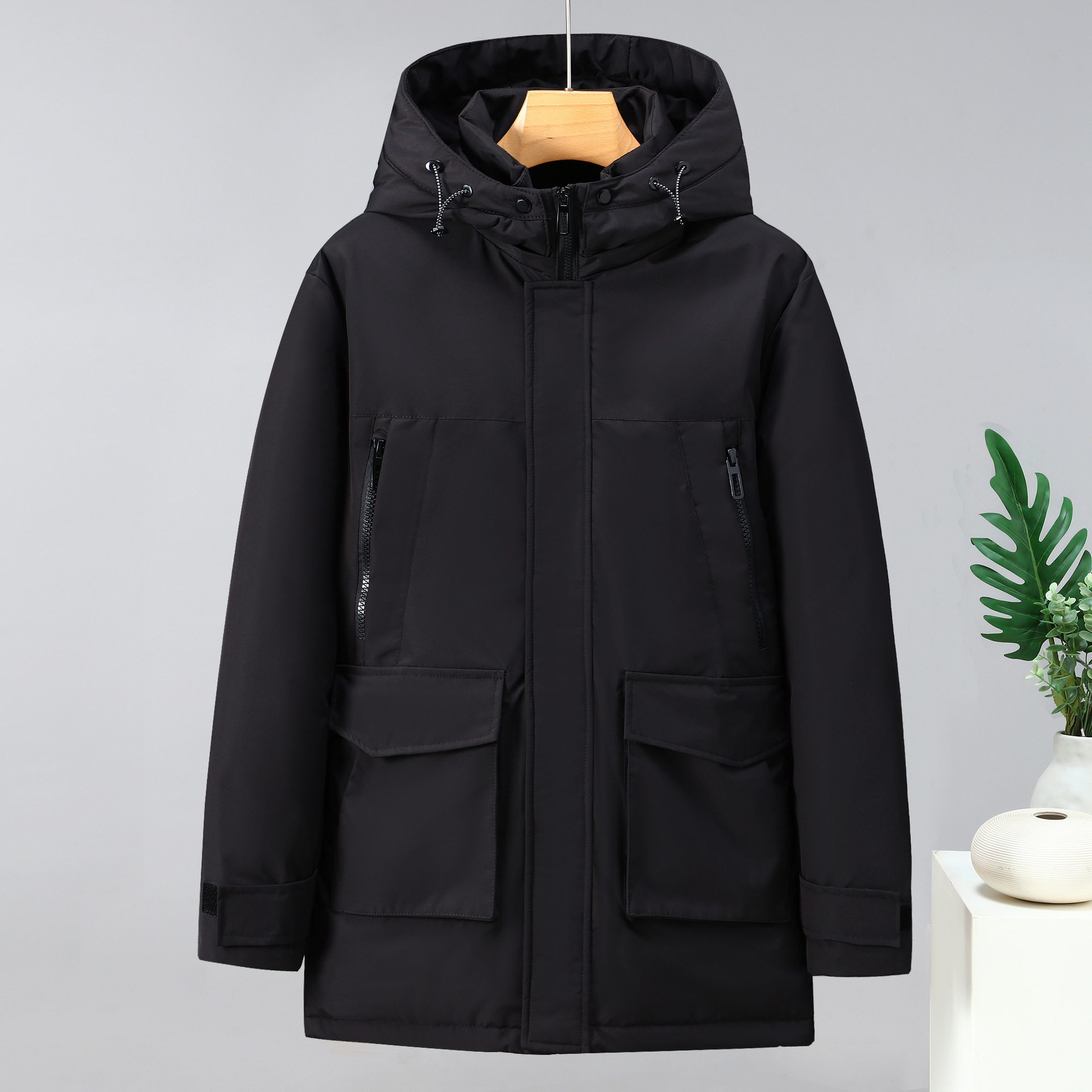 Winterjas heren color block halflang modieuze warme jas_voghion.com