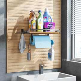 木质收纳架壁挂式卫浴清洁剂放置架多层卷纸整理架调料瓶置物架